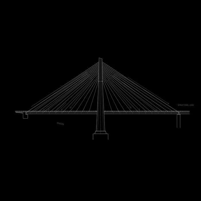 Puente atirantado estructural — Criterio estratégico BGMD